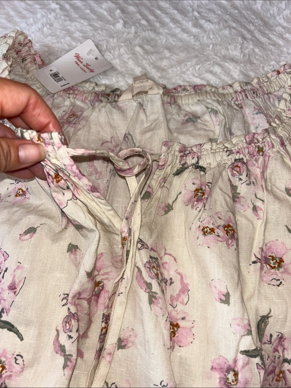 Lucky Brand Cream Floral Off-Shoulder Blossom Crop Top - Picture 7 of 12